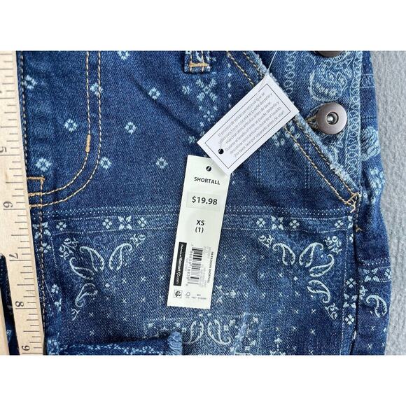 Retro Faded Blue Jean Overall Shorts Shortall No Boundaries Junior Extra Large - Picture 8 of 9